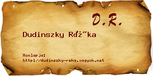 Dudinszky Réka névjegykártya